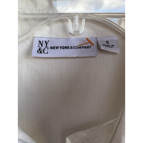 NY & Company White Small Lace Up Witchy Bodice Long Sleeve Woman’s Fairy Blouse - Picture 4 of 9